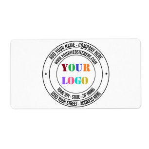 Custom Business Logo Text Name Info Address Label