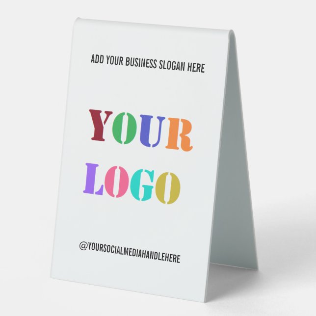 Custom Business Logo Text Name Table Tent Sign (Front)