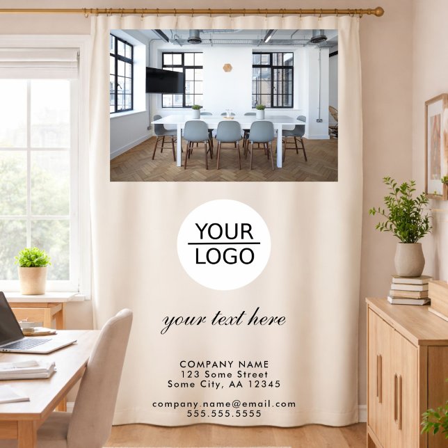 Custom Business Logo & Text Office Blackout Curtains (Creator Uploaded)