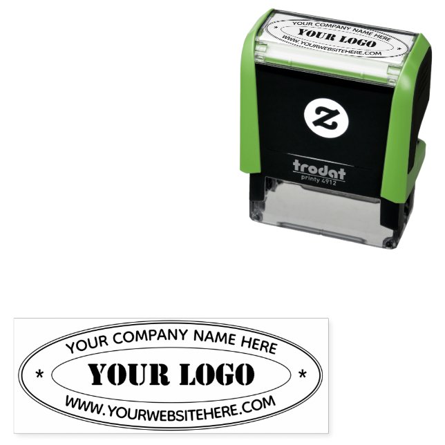 Custom Business Logo Text Oval Self-inking Stamp (In Situ)