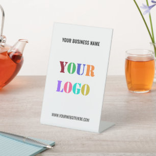 Custom Business Logo Text Pedestal Sign Template