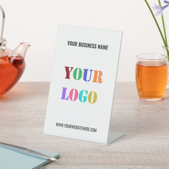 Custom Business Logo Text Pedestal Sign Template (In SItu)