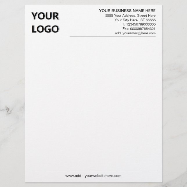 Custom Business Logo Text Personalized Letterhead (Front)