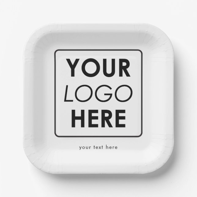 Custom Business Logo & Text Professional Paper Plates (Front)