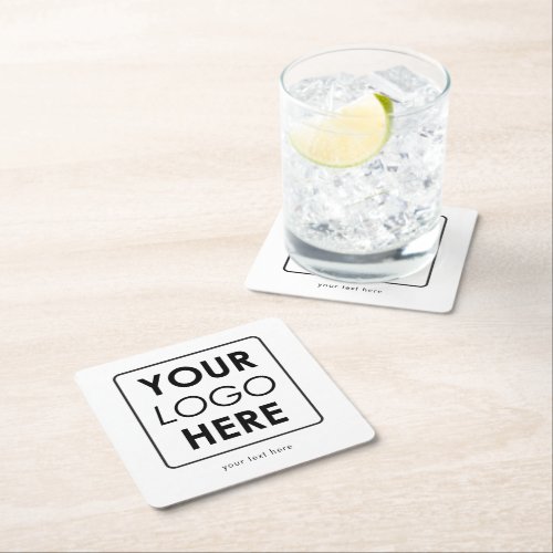 Custom Business Logo  Text Professional Square Paper Coaster