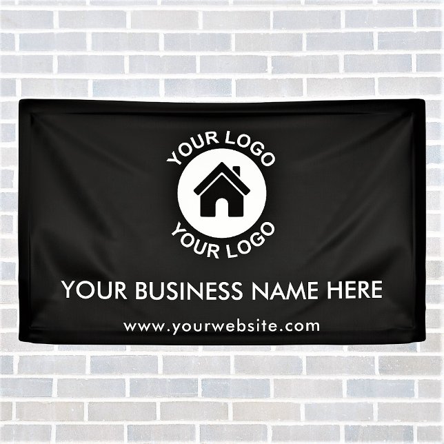 Custom Business Logo Text Promotional Black Banner (Creator Uploaded)