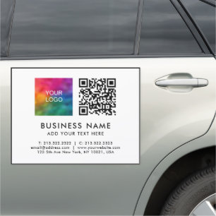 Custom Business Logo Text QR Code Modern Template Car Magnet