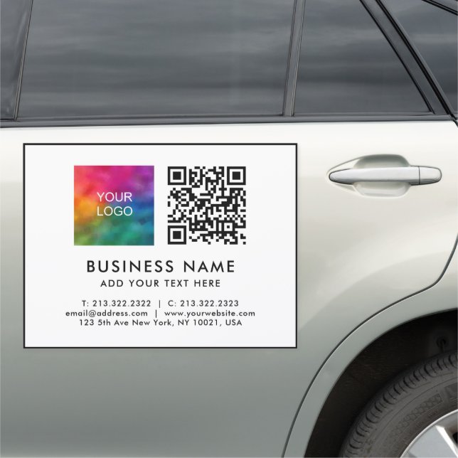 Custom Business Logo Text QR Code Modern Template Car Magnet (In Situ)