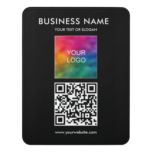Custom Business Logo Text QR Code Template Best Door Sign (Contemporary Vert)