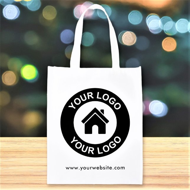 Custom Business Logo Text Reusable Grocery Bag (Creator Uploaded)