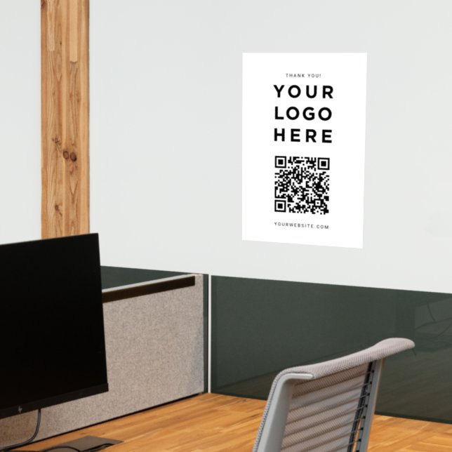 Custom Business Logo, Text, Scan Qr Code, Website Wall Decal (Office 2)