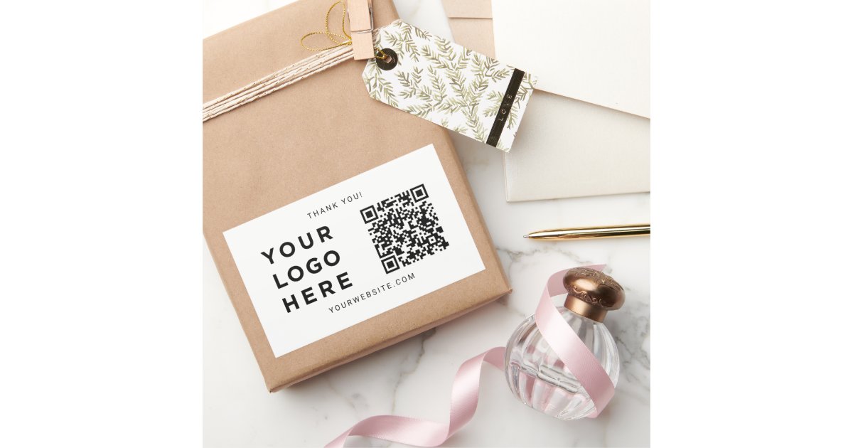 Custom Business Logo, Text, Website, Scan Qr Code Rectangular Sticker ...