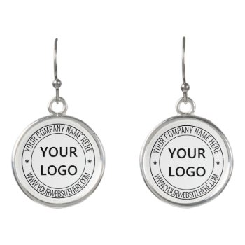 Custom Business Logo Text Your Company Earrings by Migned at Zazzle