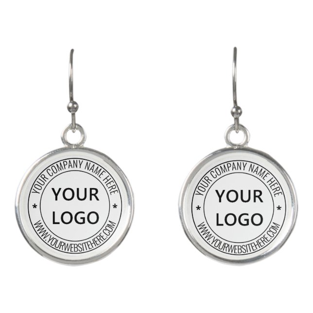 Custom Business Logo Text Your Company Earrings (Front)