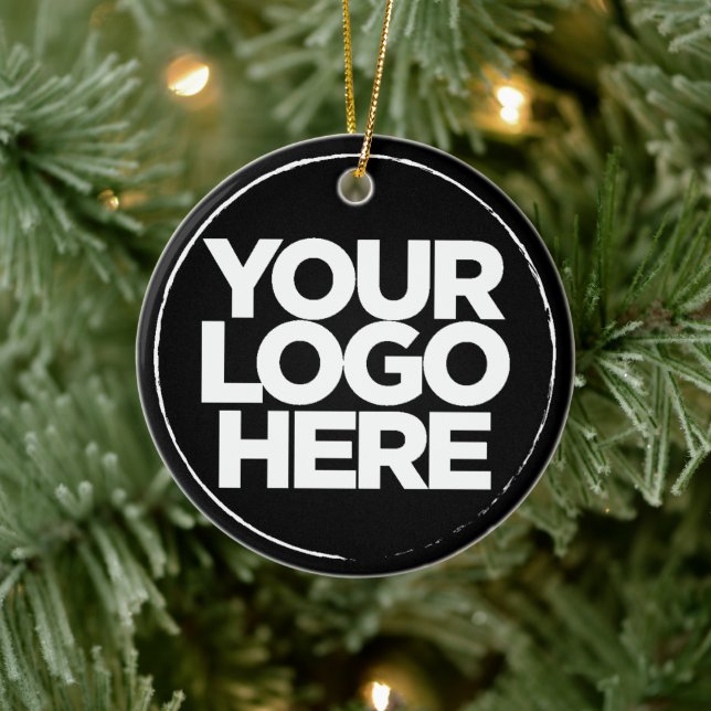 Custom Business Logo Thank You Bold Christmas Ceramic Ornament (Tree)