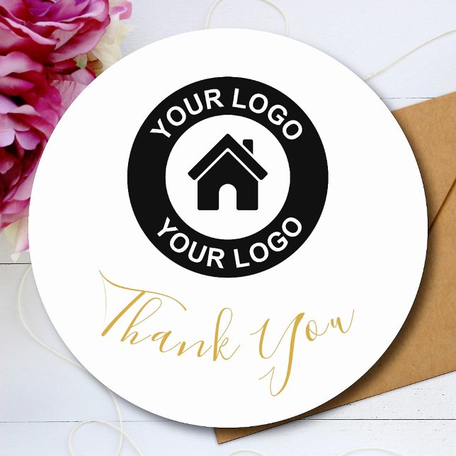 Custom Business Logo Thank You Classic Round Sticker (Creator Uploaded)