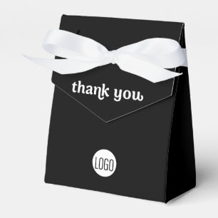 Custom Business logo Thank you QR code Black  Favor Boxes
