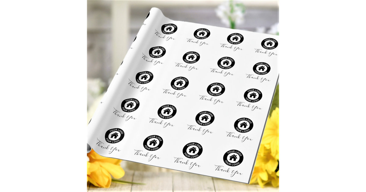 Custom company logo branded business gifts black wrapping paper