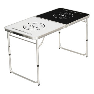 Custom Business logo website black white Beer Pong Table