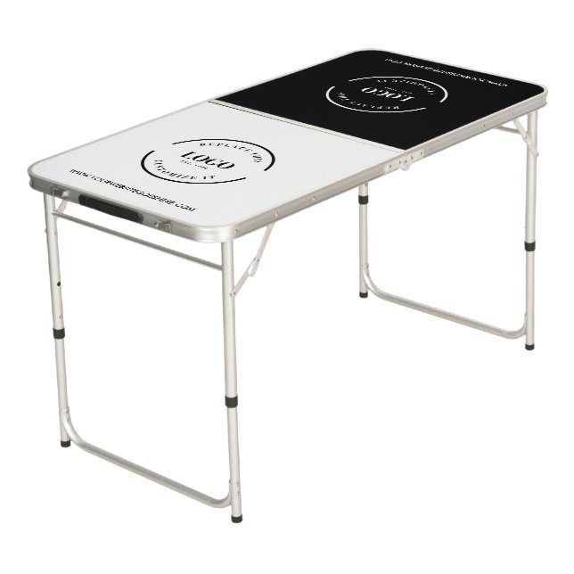 Custom Business logo website black white  Beer Pong Table (Angled)