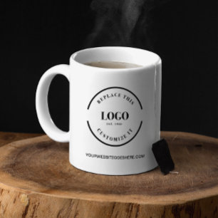 Custom business logo website branded coffee mug