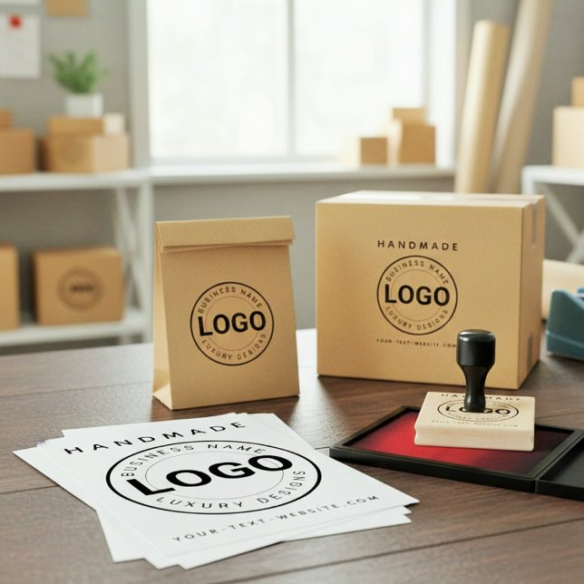 Custom Business Logo & Website | Handmade Brand  Rubber Stamp (Logo stamp custom template)