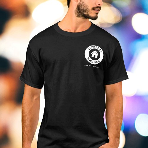 Custom Business Logo Website Mens Black T_Shirt