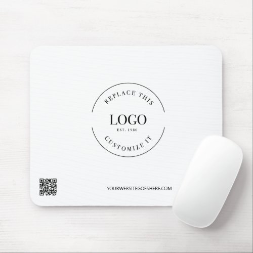 Custom business logo website simple Black white Mouse Pad