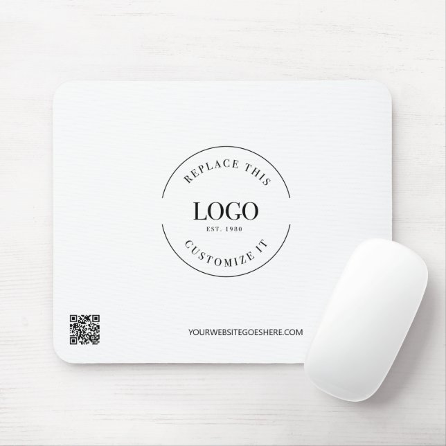 Custom business logo website simple Black white Mouse Pad (With Mouse)