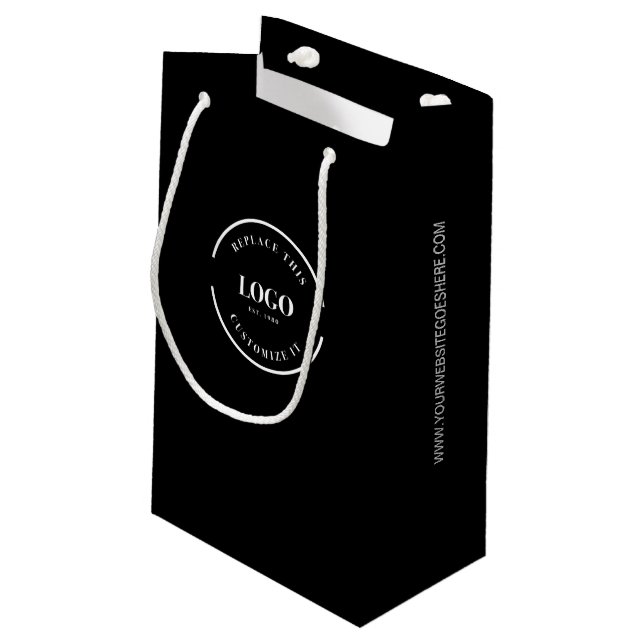 Custom Business LOGO website template black Small Gift Bag (Back Angled)