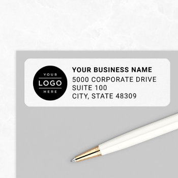 Custom Business Logo White Company Return Address Label by Plush_Paper at Zazzle