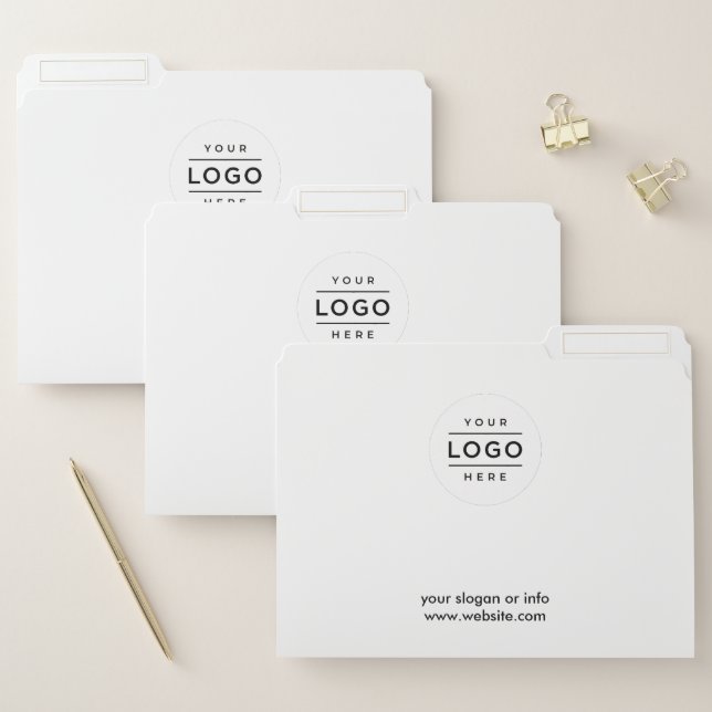 Custom Business Logo White File Folder (Set)