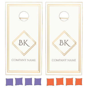 Custom Business Logo White & Gold Minimal Design Cornhole Set