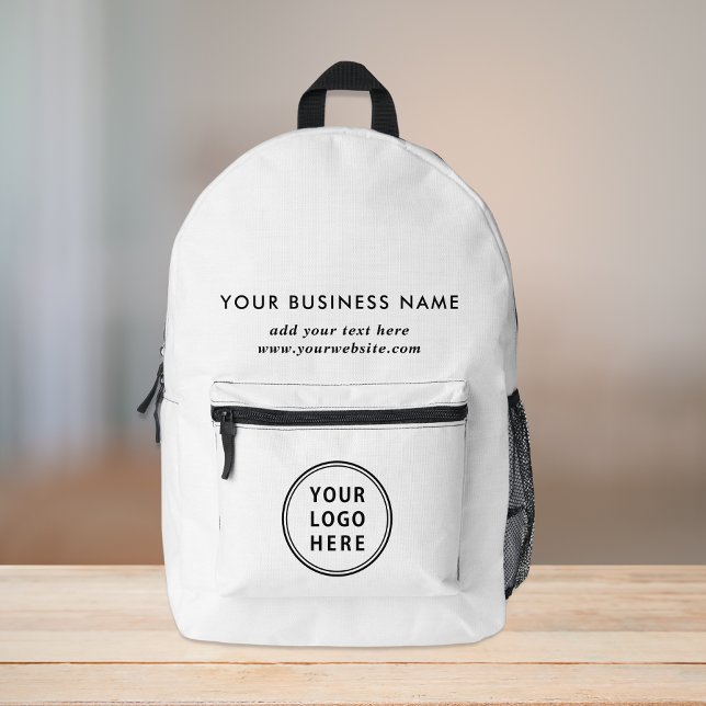 Custom Business Logo White Printed Backpack (Creator Uploaded)