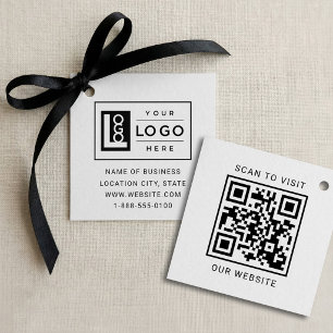 Custom Business Logo White QR Code Branded Favor Tags