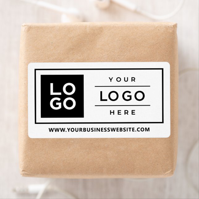 Custom Business Logo White Shipping Website Label (Insitu)