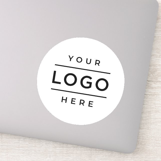 Custom Business Logo White Vinyl Round Sticker (Detail)
