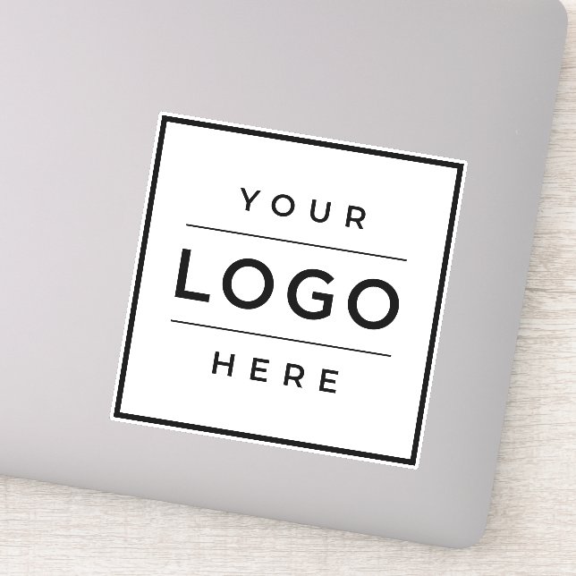 Custom Business Logo White Vinyl Square Sticker (Detail)