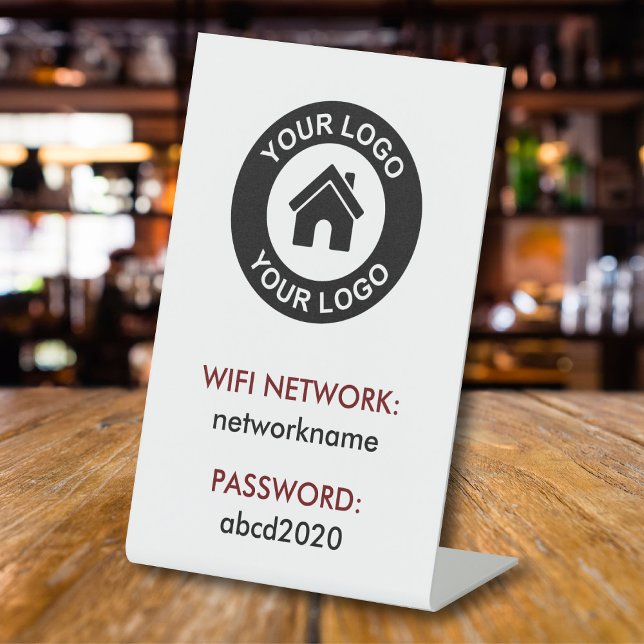 Custom Business Logo Wifi Network Password Pedestal Sign (Creator Uploaded)