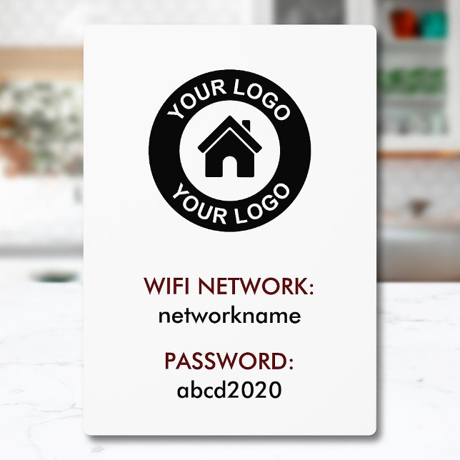 Custom Business Logo Wifi Network Password Sign Plaque (Creator Uploaded)