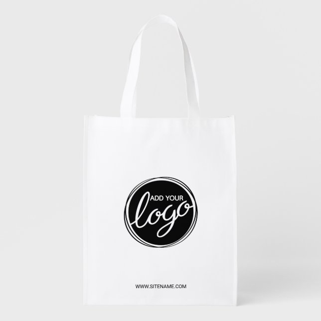Custom Business Logo with Custom Text Grocery Bag (Front)