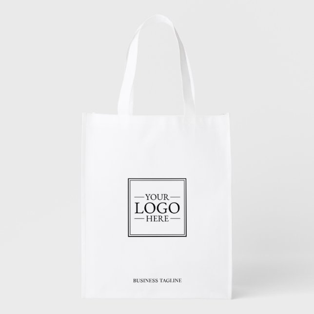 Custom Business Logo with Custom Text  Grocery Bag (Front)