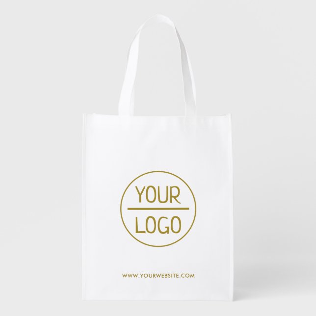 Custom Business Logo with Custom Text Grocery Bag (Front)