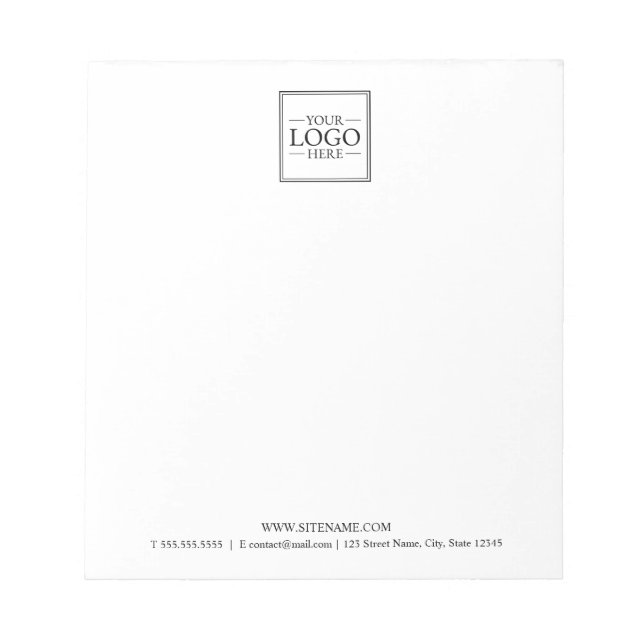 Custom Business Logo with Custom Text Notepad (Front)