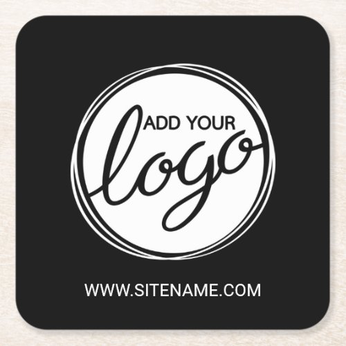Custom Business Logo with Custom Text Square Paper Coaster