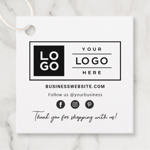 Custom Business Logo with Social Media Icons Favor Tags