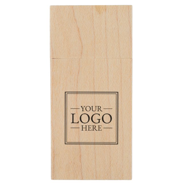 Custom Business Logo Wood Flash Drive (Front Vertical)