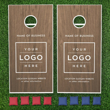 Custom Business Logo Wood Grain Branded Cornhole Set by Plush_Paper at Zazzle