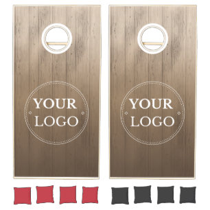 Custom Business Logo Wood Grain Branded Cornhole Set