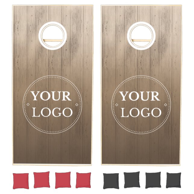 Custom Business Logo Wood Grain Branded Cornhole Set (Set)